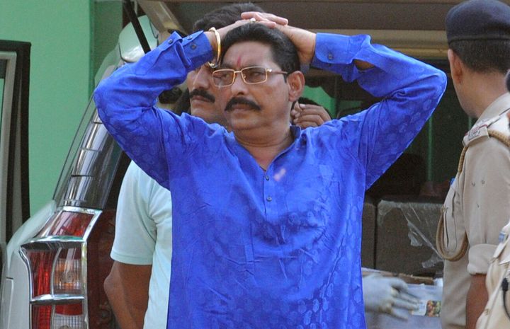 Anant Singh during the police raid at his house on June 24, 2015 in Patna.