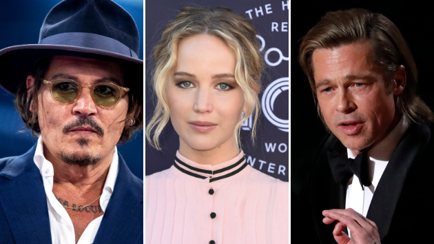 Johnny Depp, Jennifer Lawrence y Brad Pitt.
