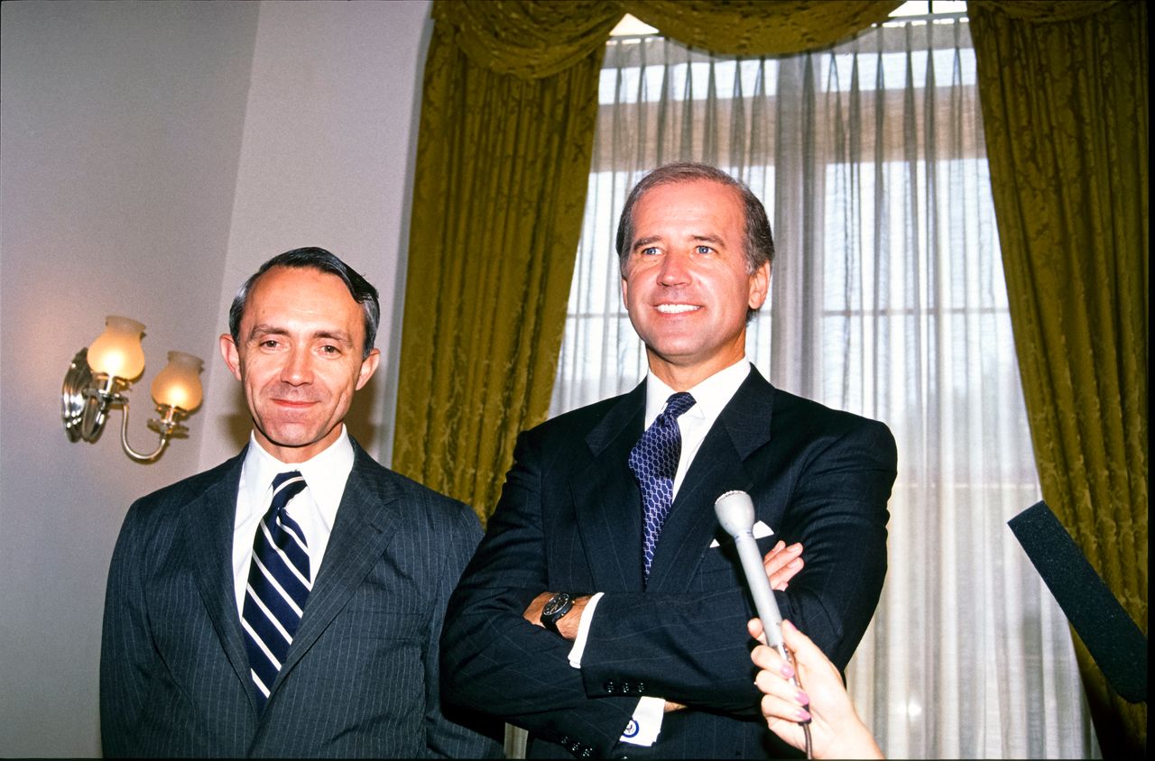Then-Sen. Joe Biden (D-Del) oversaw the Senate confirmation of George H.W. Bush's nominee David Souter. Souter would go on to defect from conservative bloc to the liberals once on the court. Credit: Arnie Sachs / CNP / MediaPunch /IPX
