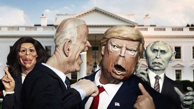 Kamala Harris, Joe Biden, Donald Trump and Mike Pence as depicted in Spitting Image