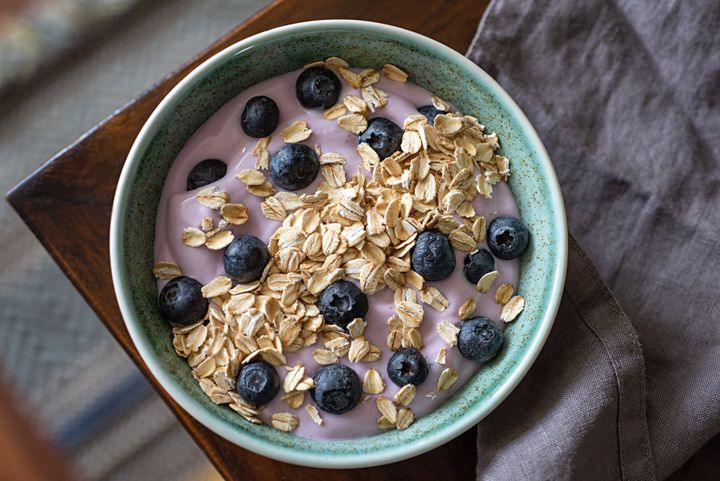 Yogurt contains probiotics that may improve gut health and, in turn, reduce anxiety. 