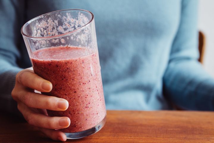 A berry smoothie with leafy greens, nut butter and yogurt packs a powerful nutritional punch that may also help manage anxiety. 