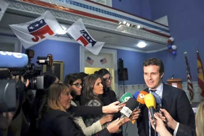 El líder del PP, Pablo Casado, valora los resultados de las elecciones estadounidenses de 2016.