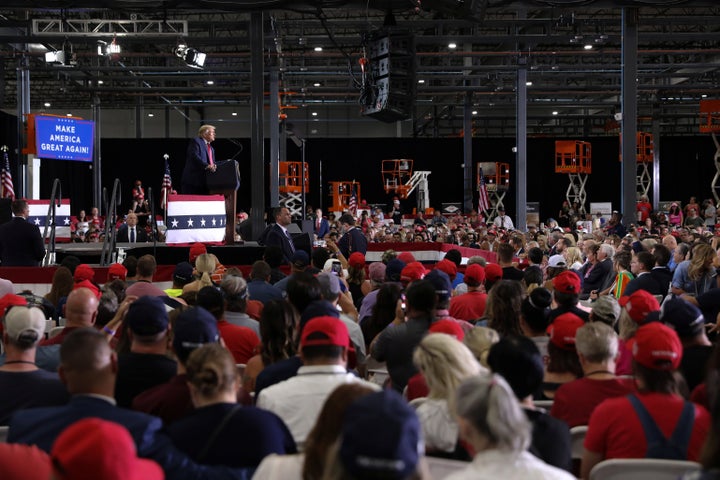 Trump rallies with supporters at an indoor campaign event in Henderson, Nevada, on Sept. 13.