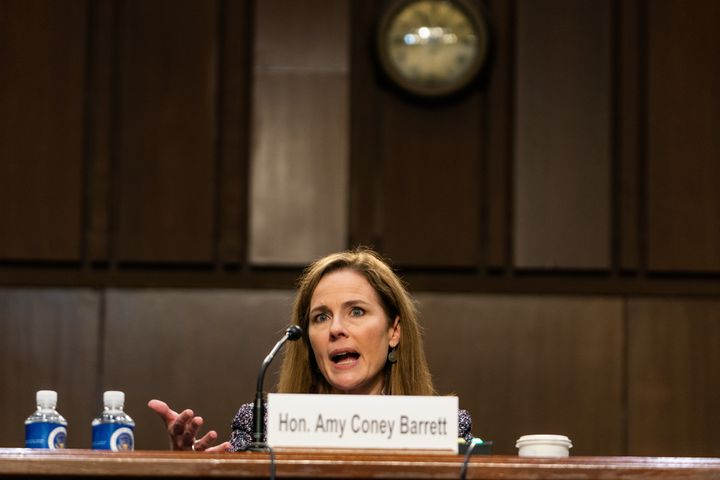 Supreme Court nominee Amy Coney Barrett during the Senate Judiciary Committee hearing on Oct. 14.