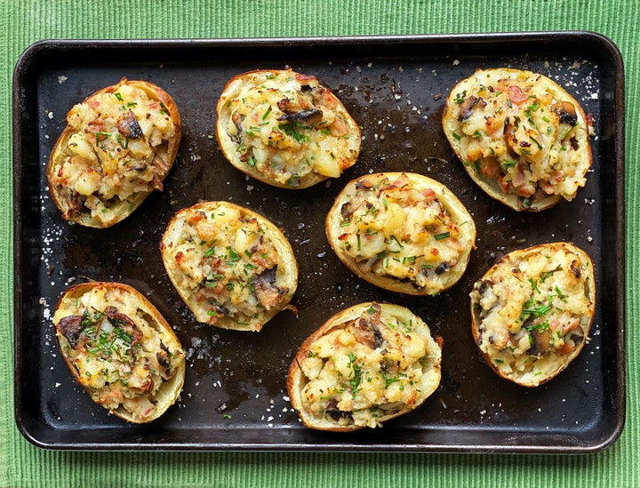 Stuffed jackets with mushrooms and pancetta