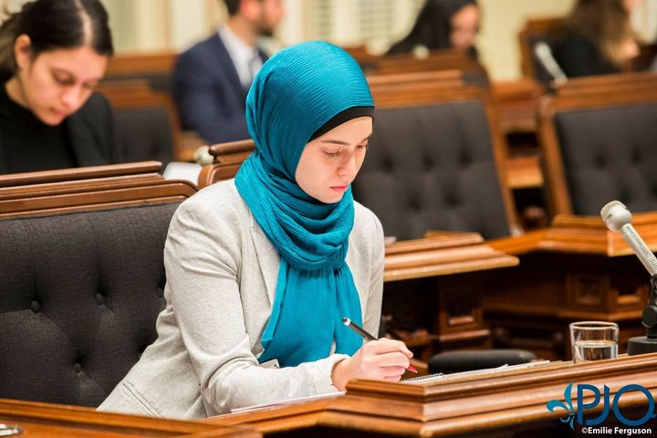 Marwa Khanafer participates in the Quebec Youth Parliament.