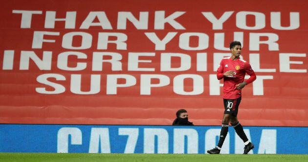 Marcus Rashford in action during the UEFA Champions League Group H match at Old Trafford, Manchester.