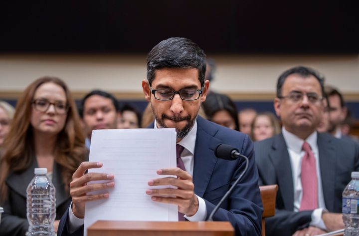 File photo of Google CEO Sundar Pichai before the House Judiciary Committee to be questioned about the internet giant's privacy security and data collection, on Capitol Hill in Washington. 