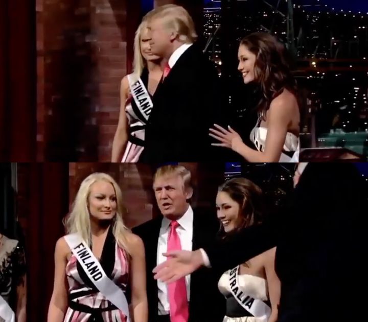Erin McNaught (above right) said she was hand-picked by Trump to appear on the David Letterman show in 2006.