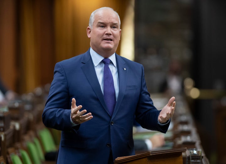 Conservative Leader Erin O'Toole speaks in the House of Commons on Wednesday in Ottawa. O'Toole voted in favour of the bill, along with most Conservative MPs.