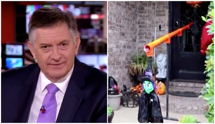 Simon McCoy appeared not to be a fan of this Covid-friendly Halloween device featured on BBC News