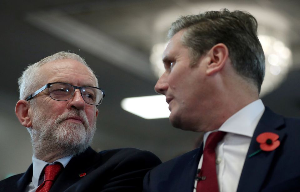 Former Labour leader Jeremy Corbyn with Keir Starmer 