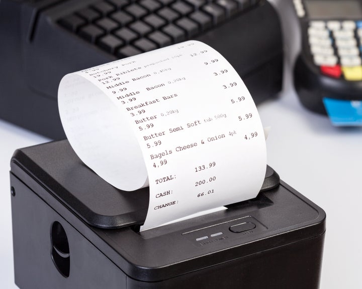 Receipt paper is typically printed with heat, rather than ink, which requires specially coated paper. Last year, 280,000 metric tons of paper were used for receipts in the U.S.