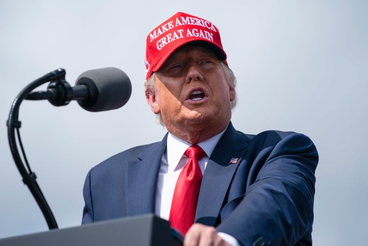 President Donald Trump speaks at a campaign rally outside Raymond James Stadium on Oct. 29 in Tampa.