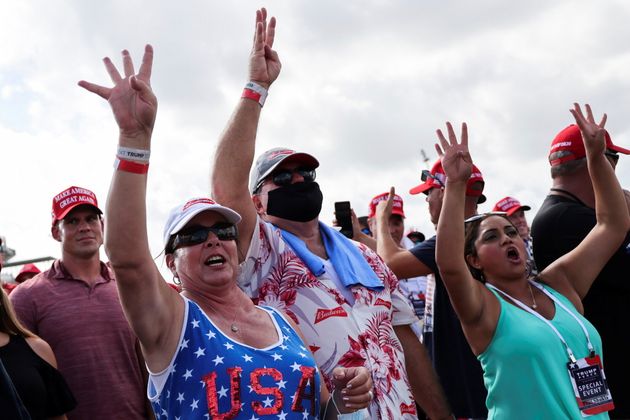 President Trump's supporters shouting 'four more years'.  Tampa, Florida.  2020