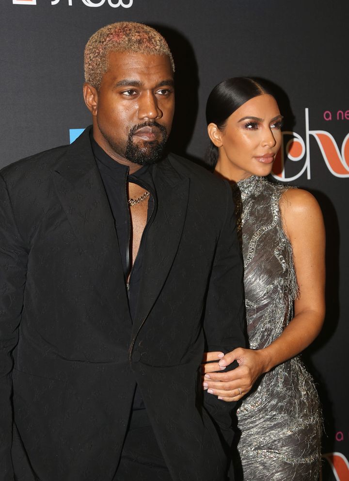 Kanye West and Kim Kardashian at the launch of The Cher Show in 2018