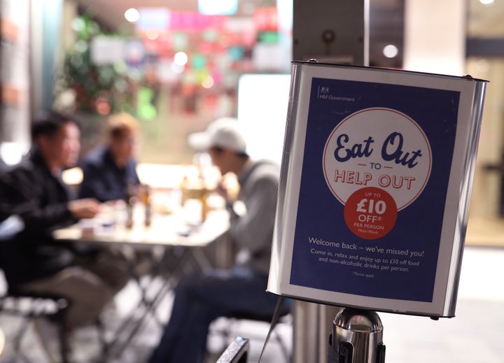 The Eat Out To Help Out Scheme gave diners a state-backed 50% discount on meals between Mondays and Wednesdays 