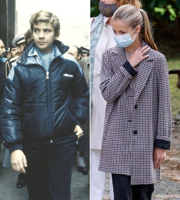 El príncipe Felipe y la princesa Leonor, en 1982 y 2020, con 14 años cada uno.