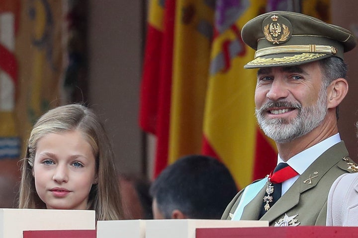 Leonor y el rey Felipe Vi el 12 de octubre de 2018.