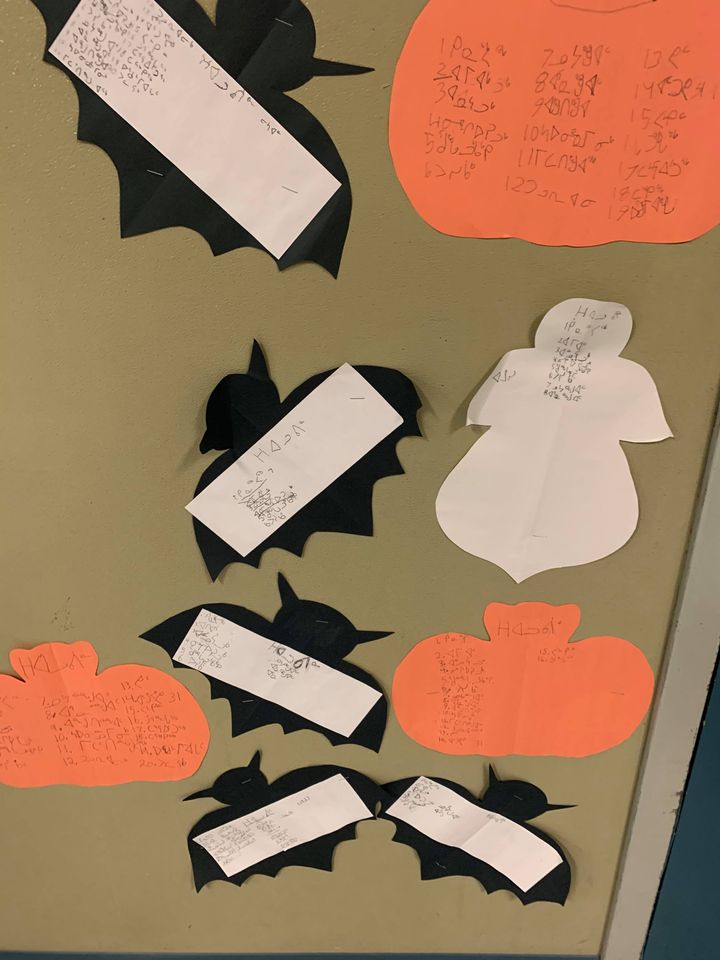 Art by kids who received one of the Halloween care packages.