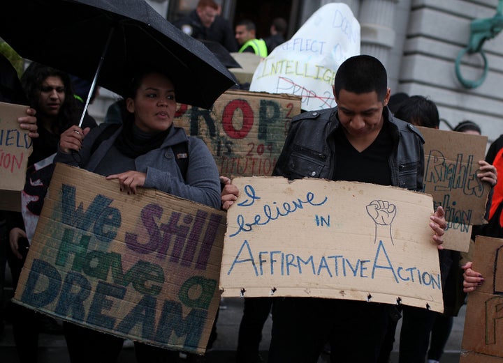 People protested Prop 209, California's anti-affirmative action law, in San Francisco back in 2012. Eight years later, voters could finally overturn it. 