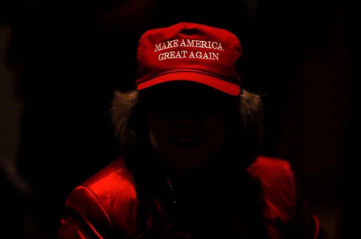 A supporter of Trump and Republican senate candidate Mike Braun attends the election night party in Indianapolis, Indiana on Nov. 6, 2018.