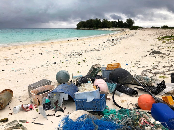 Plastic waste on the beach on Midway Atoll in the Northwestern Hawaiian Islands. Ocean plastics could double in the next 10 years if production and consumption of plastics products remain at their current levels.