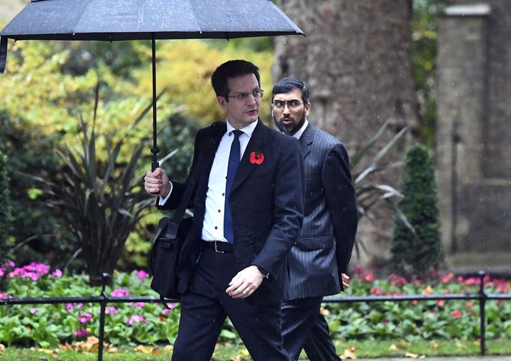 MP for Wycombe Steve Baker, left, arrives in Downing Street, for a cabinet meeting amid speculation Boris Johnson will impose a national lockdown in England next week.