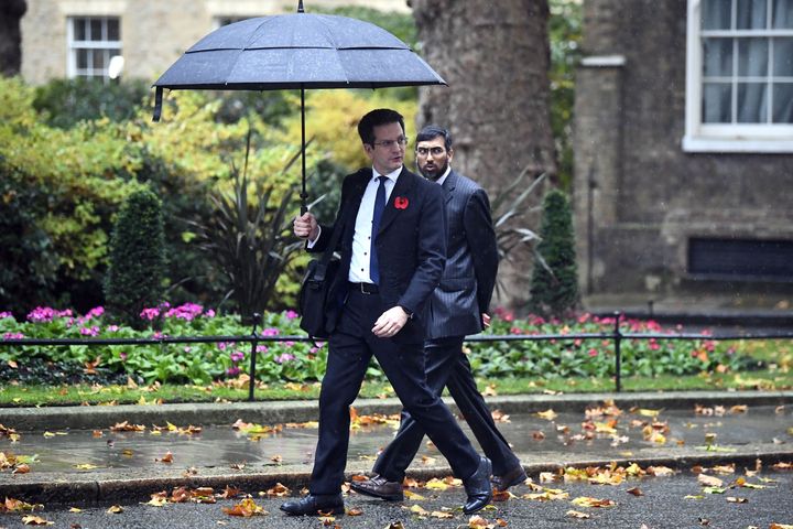 MP for Wycombe in Buckinghamshire, Steve Baker, left, arrives in Downing Street London, for a Cabinet meeting amid speculation Prime Minister Boris Johnson will impose a national lockdown in England next week.
