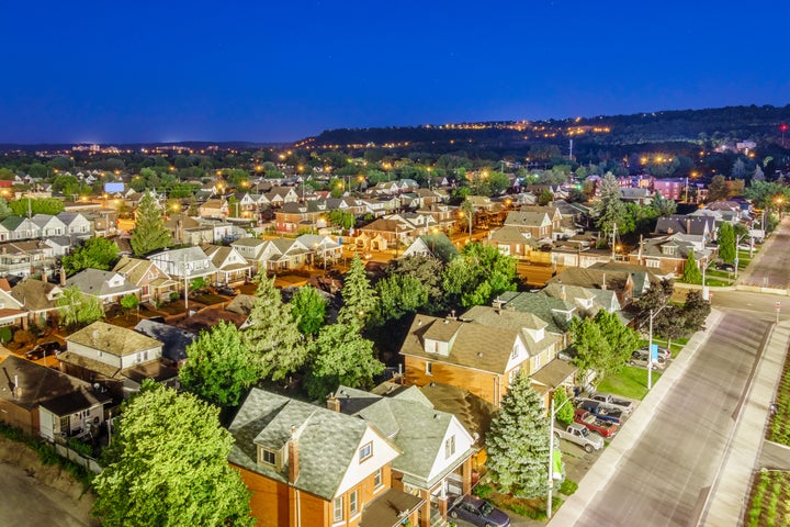 An aerial view of a residential neighbourhood in Hamilton, Ont., is seen in this undated file photo. Canadian house prices are showing signs of being detached from reality.