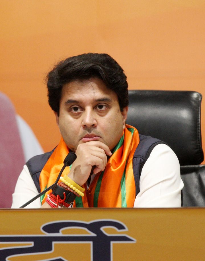 NEW DELHI, INDIA MARCH 11: Former Member of Parliament, Jyotiraditya Scindia joins BJP in New Delhi. (Photo by Qamar Sibtain/India Today Group/Getty Images)