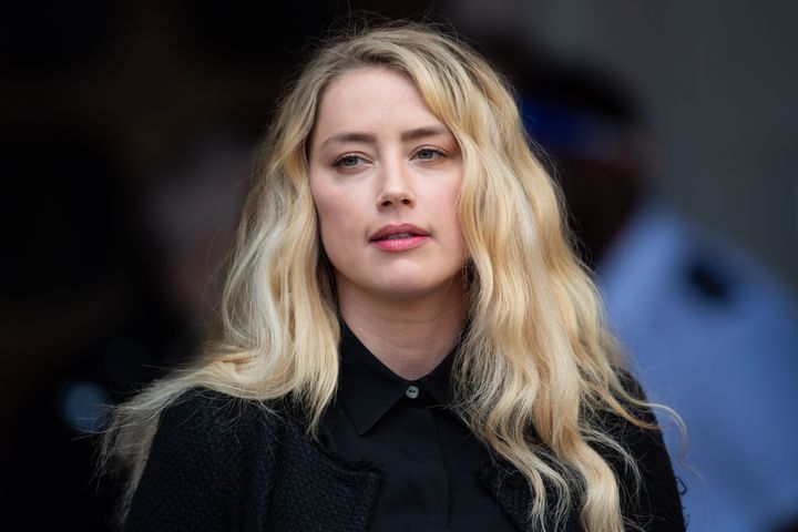 Amber Heard pictured outside the High Court in July