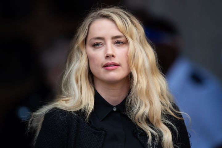 Amber Heard pictured outside the High Court in July