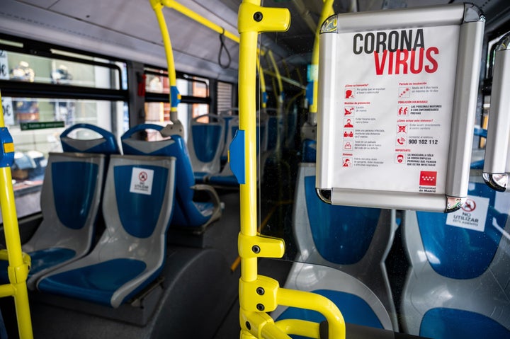 Interior de un autobús de Madrid.