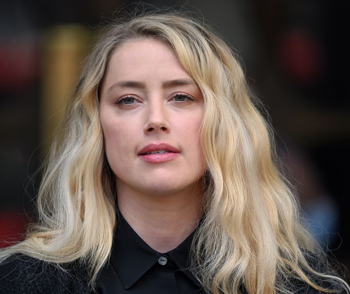 Amber Heard gives a statement after the libel case at the Royal Courts of Justice, the Strand on July 28, 2020 in London, England. 
