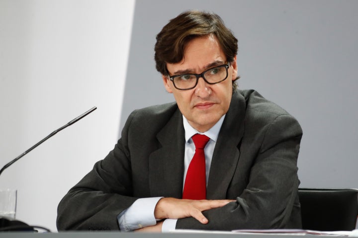 El ministro de Sanidad, Salvador Illa, en una rueda de prensa en Moncloa.