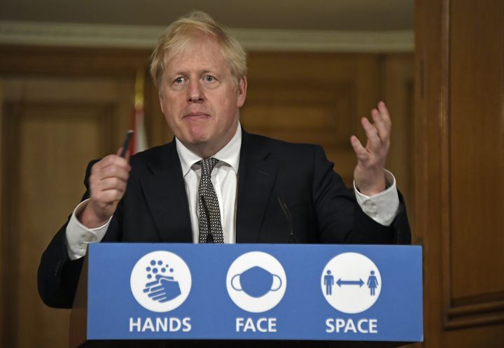 Prime minister Boris Johnson during a media briefing in Downing Street, London, on coronavirus
