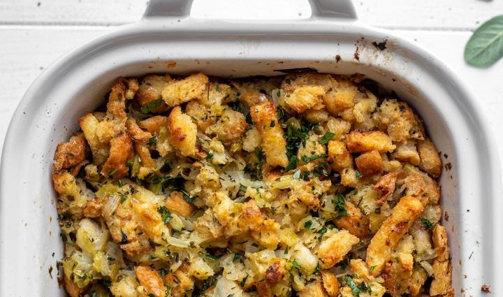 <strong>Get the ﻿<a href="https://www.howsweeteats.com/2020/11/best-stuffing-recipe/" target="_blank" rel="noopener noreferrer">Favorite Buttery Herb Stuffing recipe</a> from How Sweet Eats.</strong>