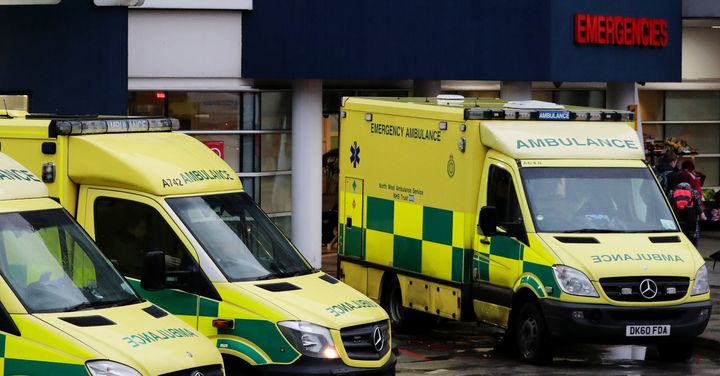 Ambulances outside the Accident and Emergency Department of the Royal Liverpool University Hospital.