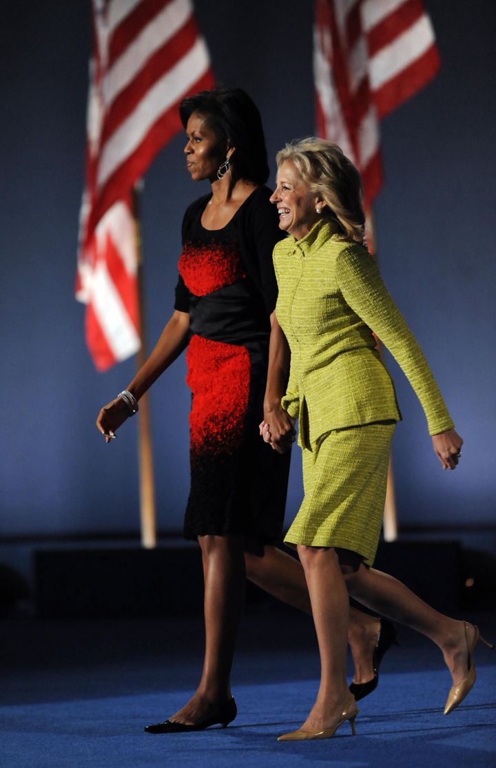Με την Μισέλ στην βραδιά της εκλογικής νίκης του Ομπάμα τον Νοέμβριο του 2008.