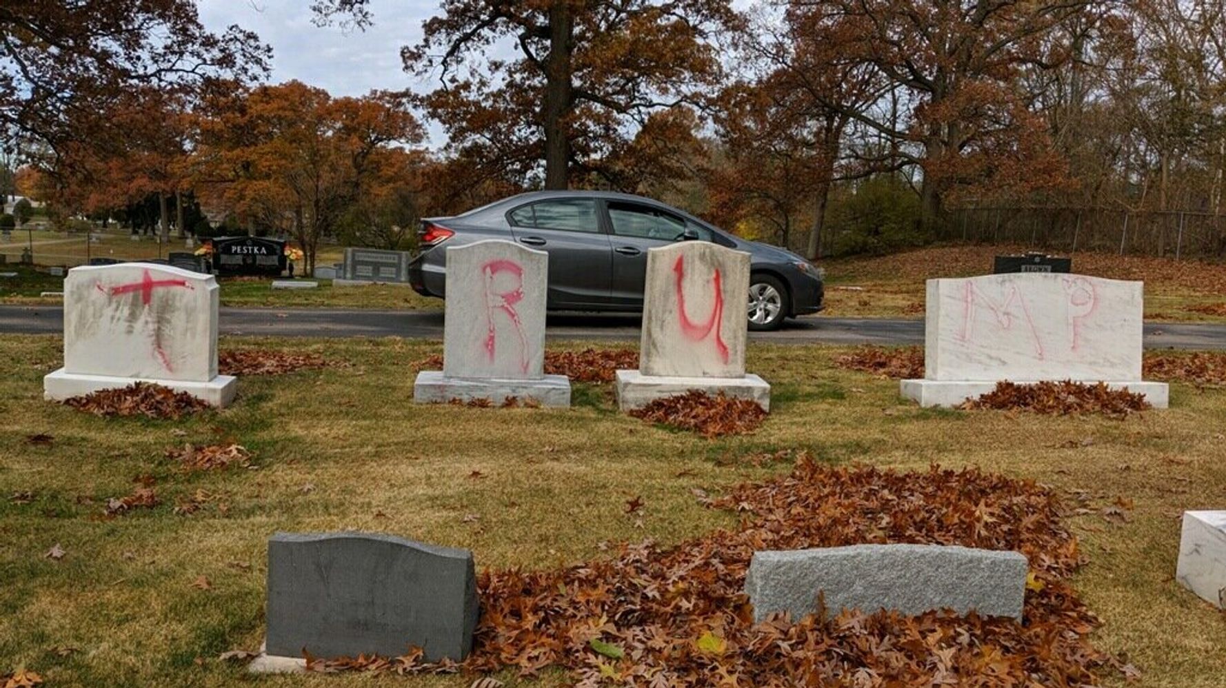 Michigan Jewish Cemetery Vandalized With MAGA Messages Ahead Of Trump Rally