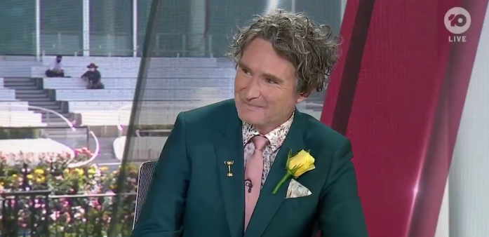 Comedian Dave Hughes has been criticised for appearing on Channel 10's Melbourne Cup coverage after previously saying he's a vegan. 