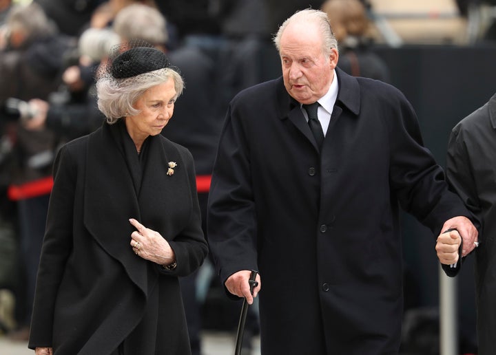 El rey Juan Carlos y la reina Sofía, en 2019, en el funeral de Juan de Luxemburgo.