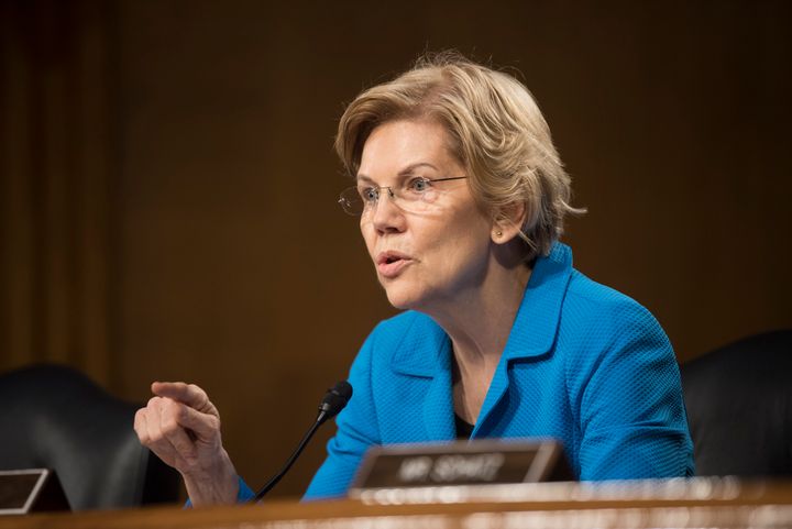 Sen. Elizabeth Warren, D-Mass., questions Federal Reserve Chairman Jerome Powell during hearing of the Senate Banking, Housing and Urban Affairs Committee on Feb. 26, 2019 in Washington. 