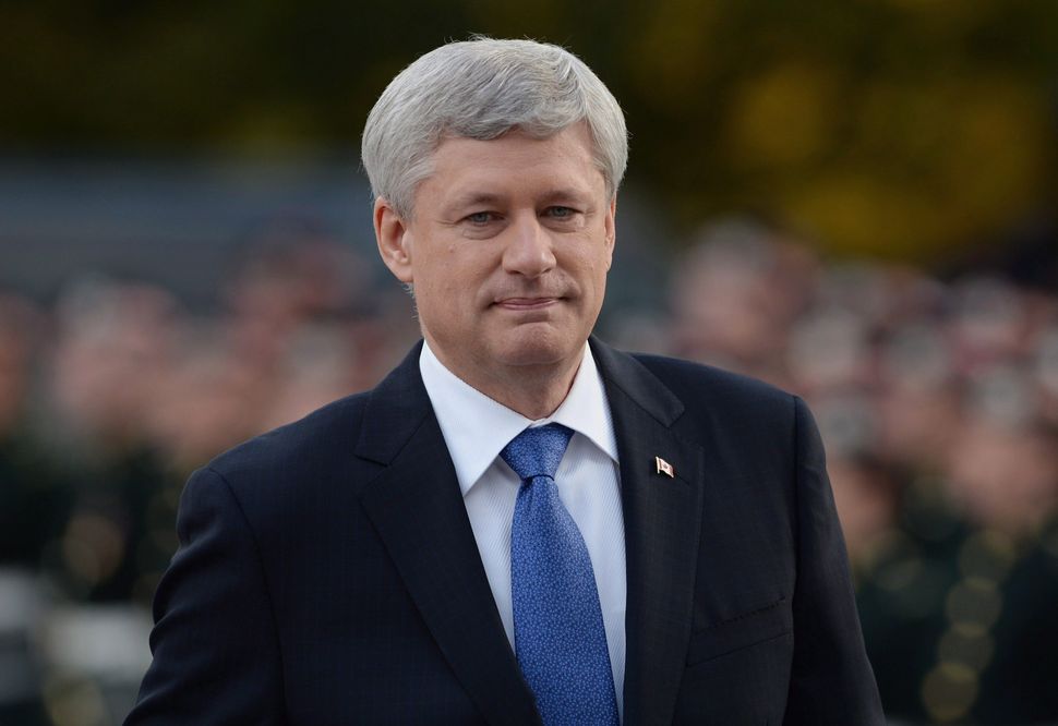 Stephen Harper arrives at a ceremony on Parliament Hill in Ottawa on Oct. 22, 2015.