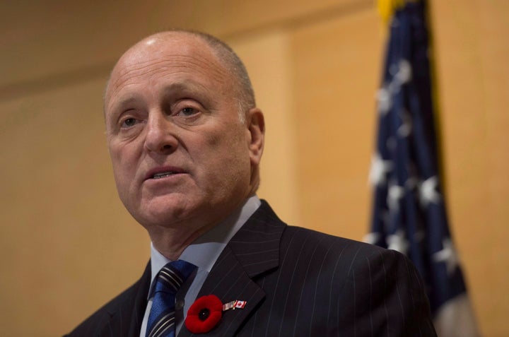 Former U.S. Ambassador to Canada Bruce Heyman speaks to media at the U.S. Embassy in Ottawa on Nov. 6, 2015.