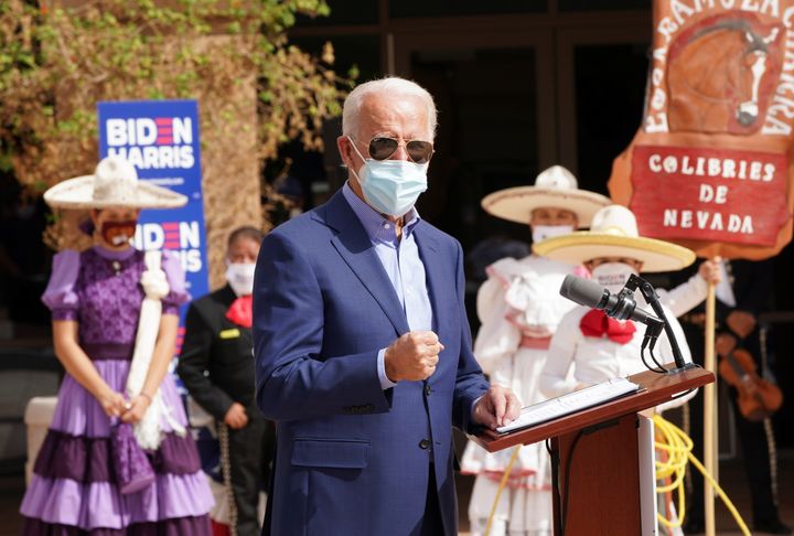 Joe Biden speaks to a largely Mexican American audience in Las Vegas on Oct. 9. Some supporters wish Biden had invested more resources in Latino outreach in Pennsylvania.