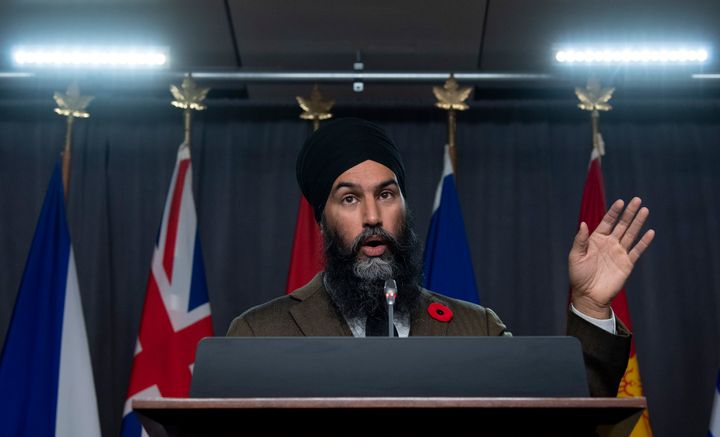 NDP Leader Jagmeet Singh speaks during a news conference on Parliament Hill in Ottawa on Nov. 4, 2020.