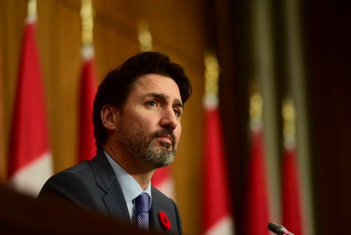 Prime Minister Justin Trudeau is seen at a COVID-19 news conference on Oct. 30, 2020, in Ottawa.